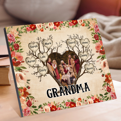 Personalised Text & Photo Wooden Plaque Custom 2–9 Names Family Tree Home Decor Gift for Grandma/Mother-Jessemade AU