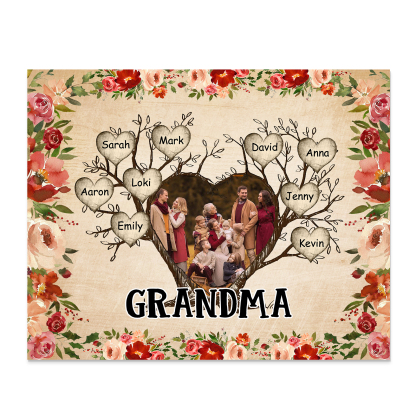 Personalised Text & Photo Wooden Plaque Custom 2–9 Names Family Tree Home Decor Gift for Grandma/Mother-Jessemade AU