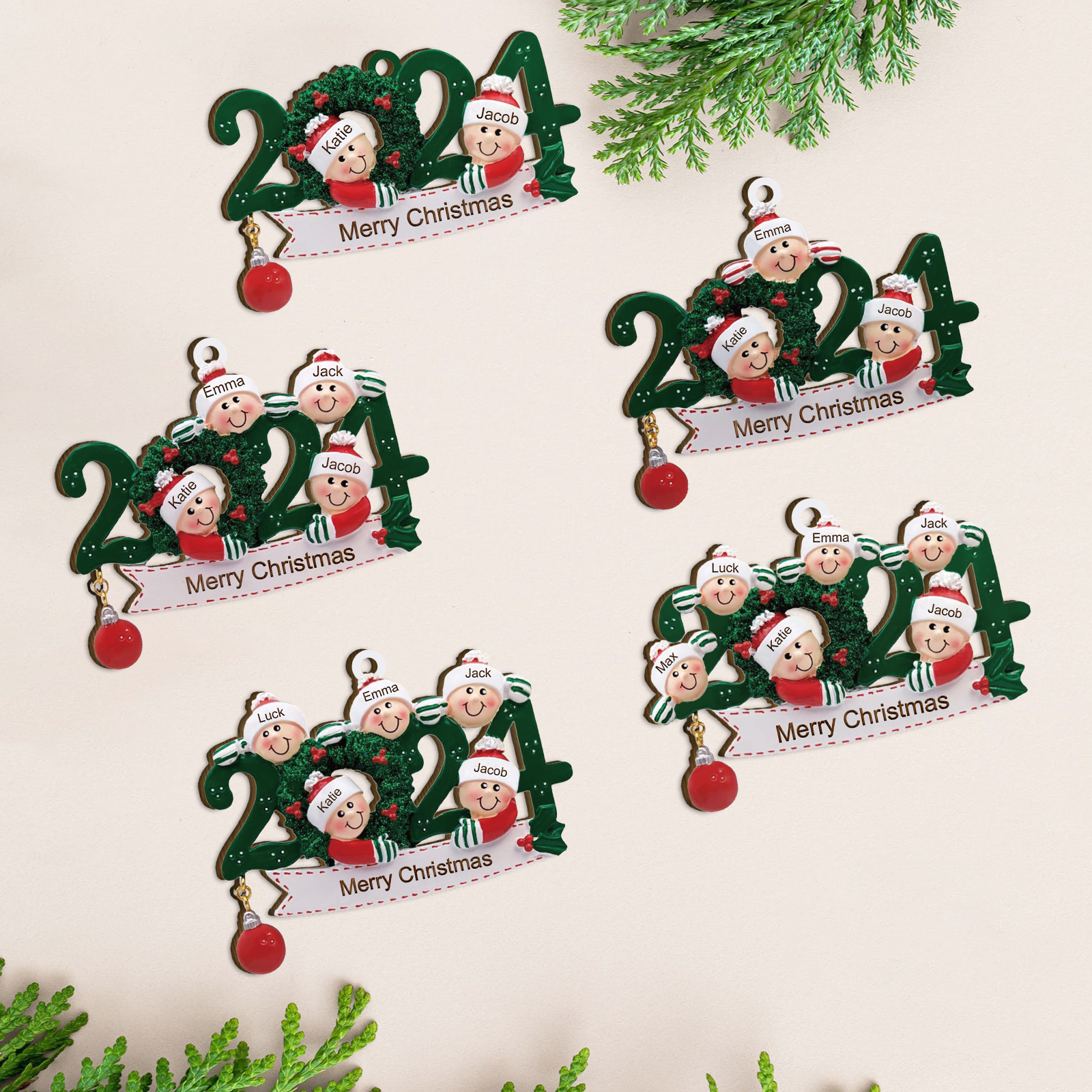 2024 Personalised Christmas Hanging Ornament Custom 1 Text & 2 Names Wooden Gifts for Couple-Jessemade AU
