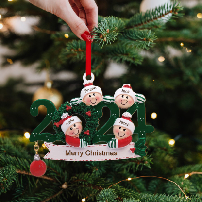 2024 Personalised Christmas Hanging Ornament Custom 1 Text & 4 Names Wooden Gifts for Family-Jessemade AU