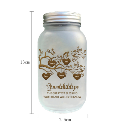Personalised Mason Jar Light Custom 2–10 Names & 2 Texts Family Tree Bottle Gifts for Grandpa/Grandma-Jessemade AU