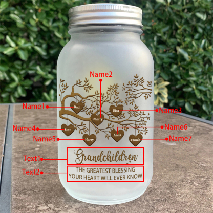 Personalised Mason Jar Light Custom 2–10 Names & 2 Texts Family Tree Bottle Gifts for Grandpa/Grandma-Jessemade AU