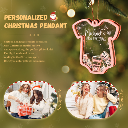Personalised Baby's First Christmas Ornament 4 texts Name Date and Year Keepsake