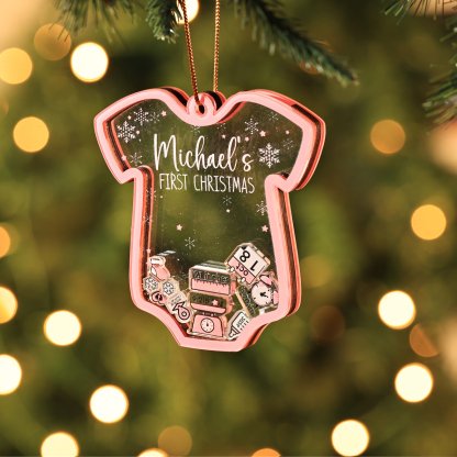 Personalised Baby's First Christmas Ornament 4 texts Name Date and Year Keepsake