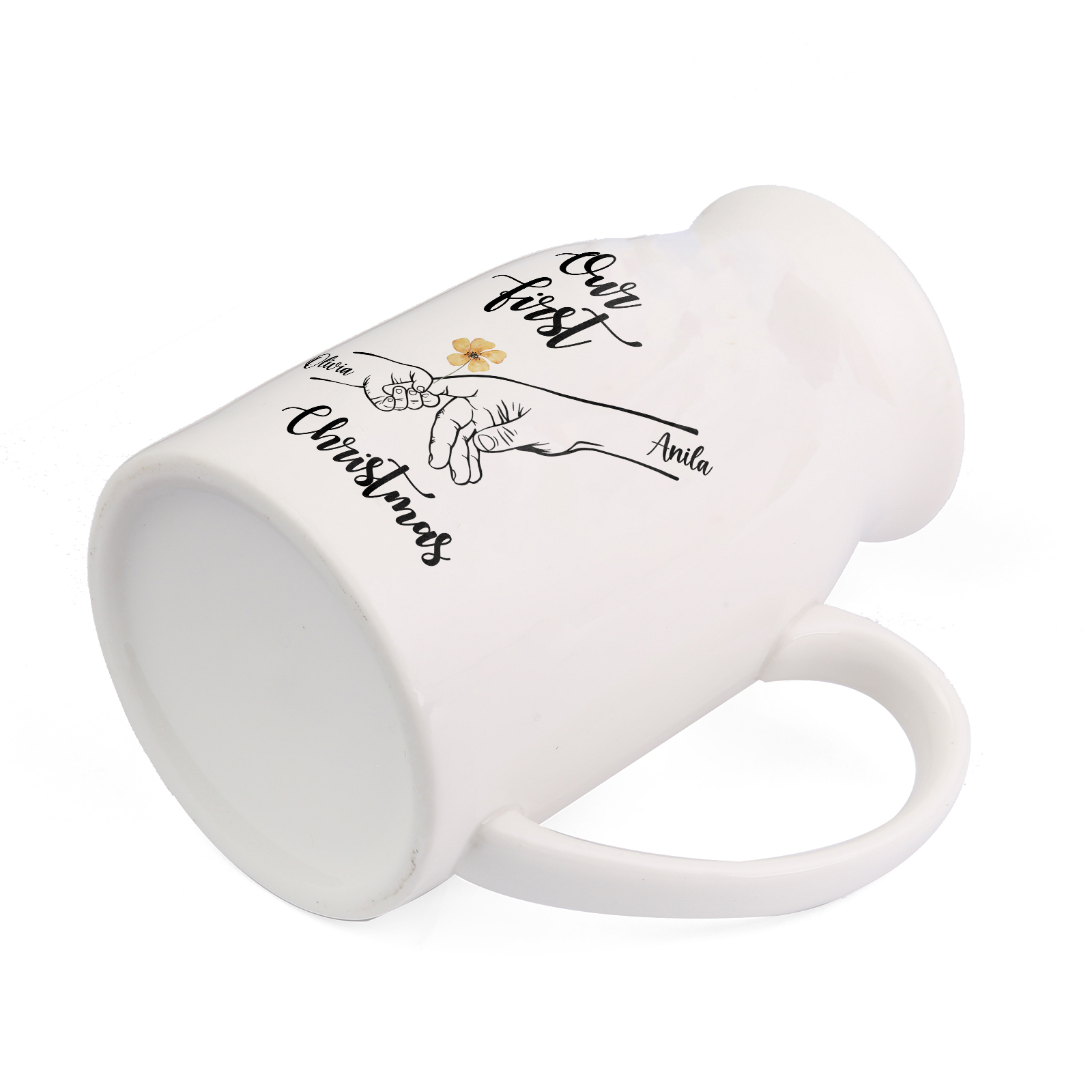 Personalised Holding Hands Ceramic Vase Custom 2 Names Gift for Mother - Our First Christmas-Jessemade AU