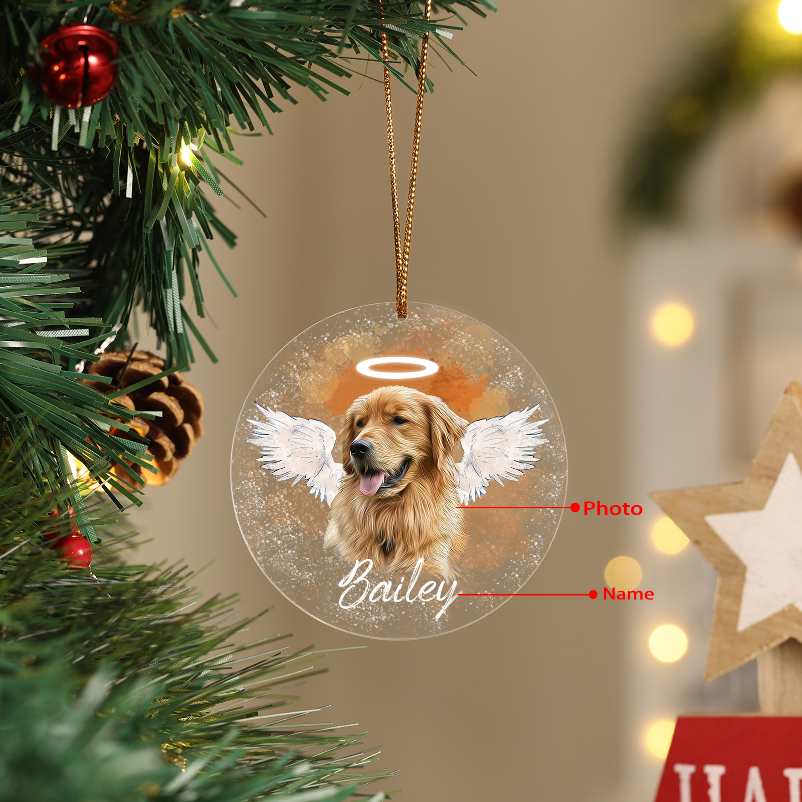 Personalised Pet Memorial Acrylic Ornament Custom with Photo & Name