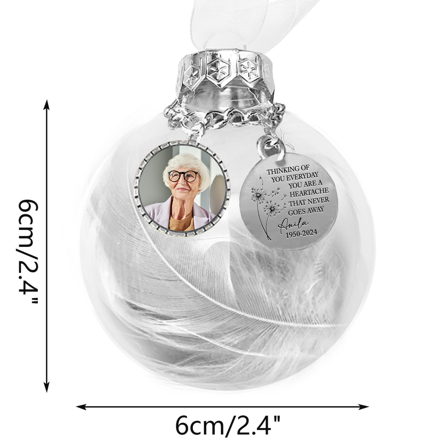 Personalised Memorial Ball Custom Photo & Name & Date Christmas Ornament - Thinking Of You Everyday, You Are A Heartache That Never Goes Away-Jessemade AU