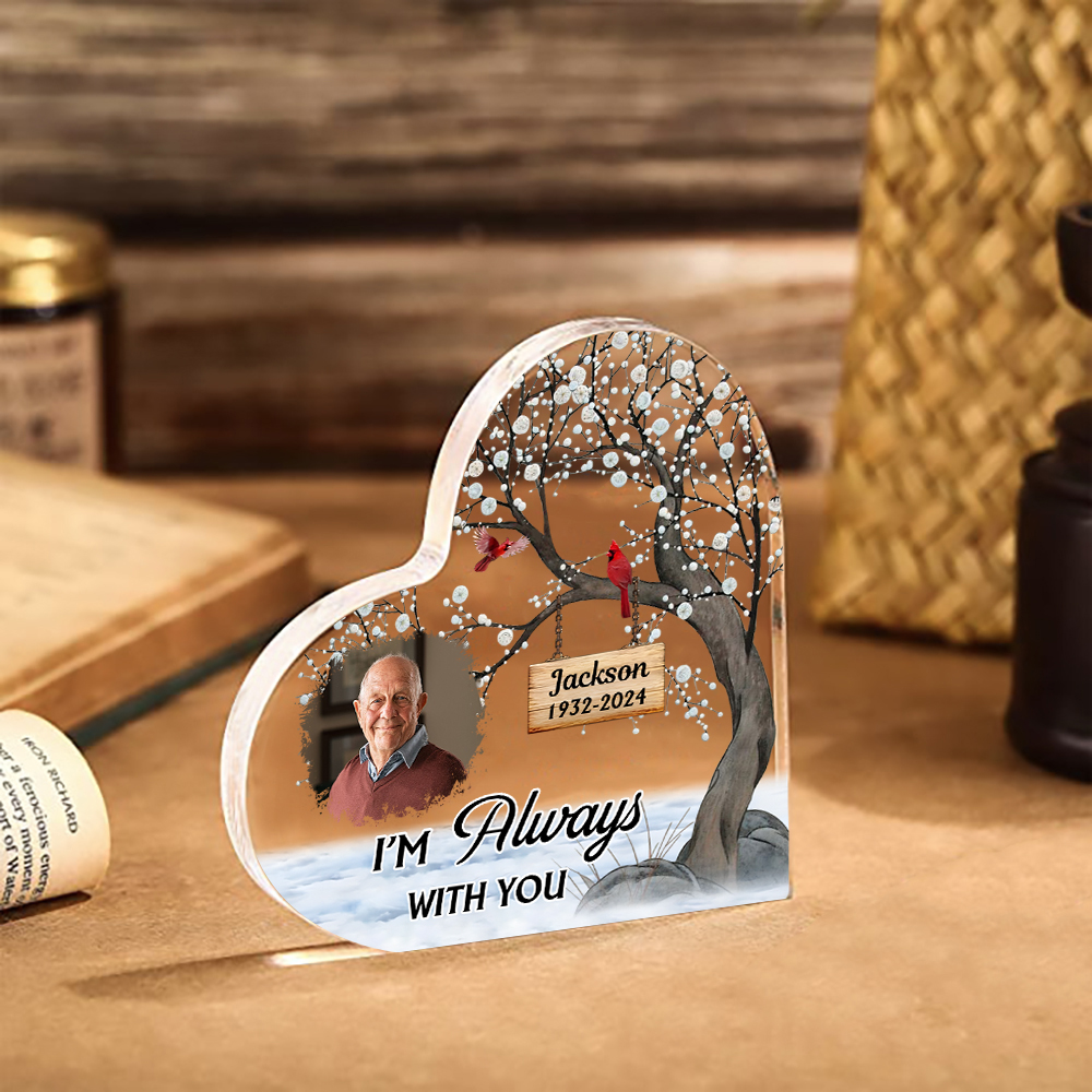Personalised Acrylic Heart Plaque Custom Name & Photo & Year Memorial Gifts - I'm Always With You-Jessemade AU