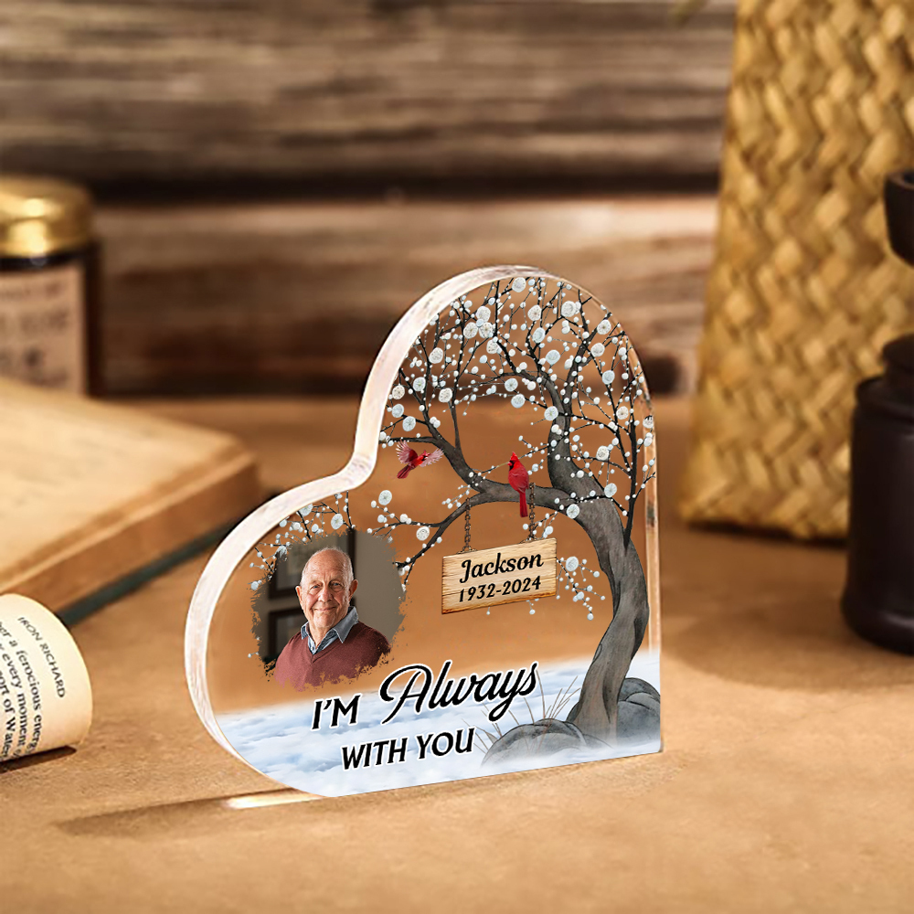 Personalised Acrylic Heart Plaque Custom Name & Photo & Year Memorial Gifts - I'm Always With You-Jessemade AU