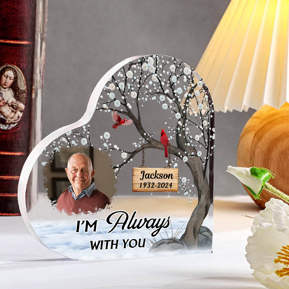 Personalised Acrylic Heart Plaque Custom Name & Photo & Year Memorial Gifts - I'm Always With You-Jessemade AU
