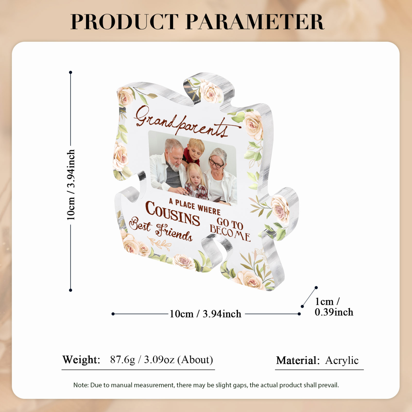 Personalised Acrylic Puzzle Plaque Custom Photo Ornament Gifts for Grandparents - A Place Where Cousins Go To Become Best Friends-Jessemade AU