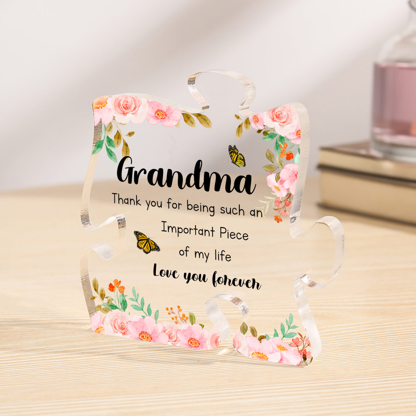 Personalised Acrylic Puzzle Plaque Custom Text Ornament Gifts for Grandma - Thank You For Being Such An Important Piece Of My Life-Jessemade AU