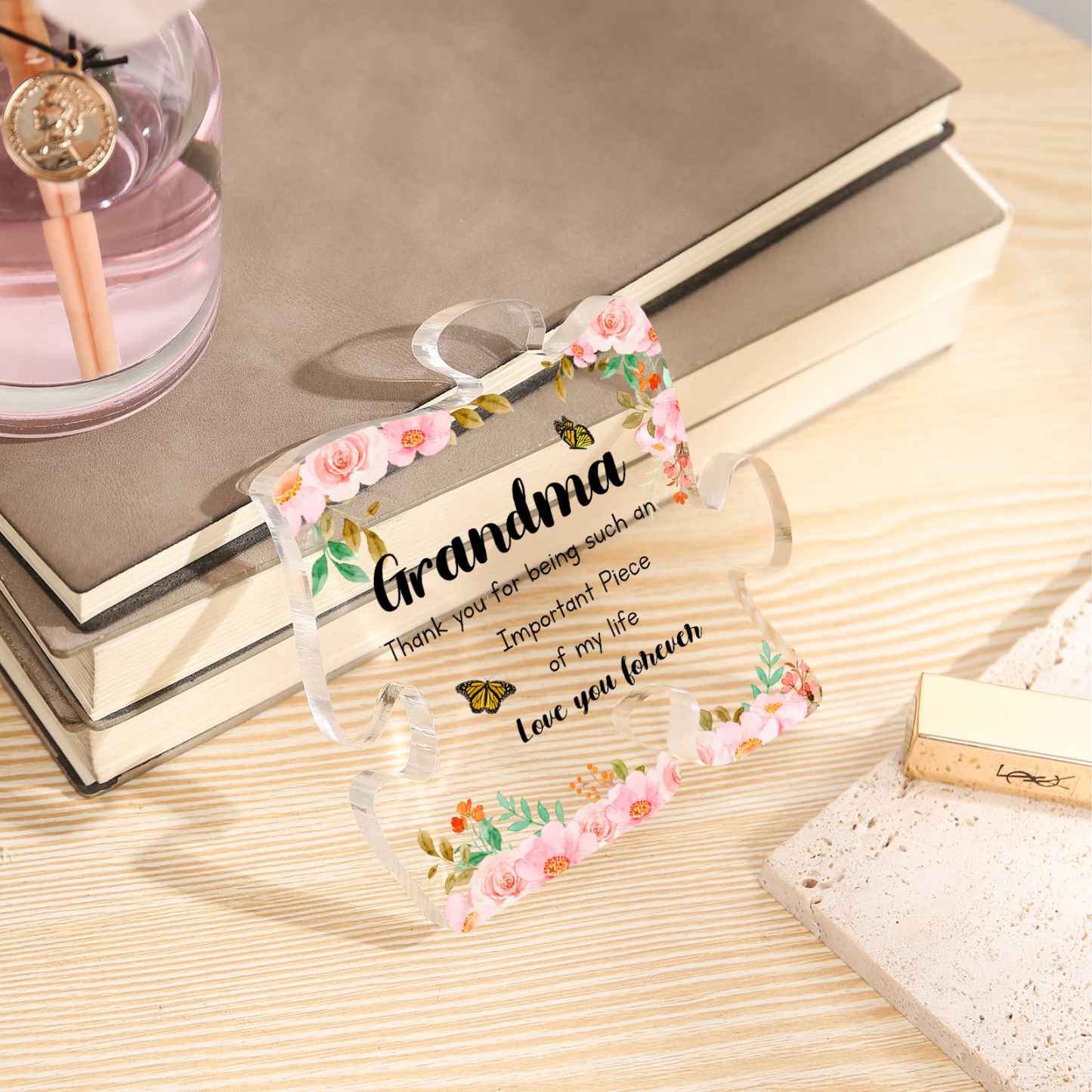 Personalised Acrylic Puzzle Plaque Custom Text Ornament Gifts for Grandma - Thank You For Being Such An Important Piece Of My Life-Jessemade AU