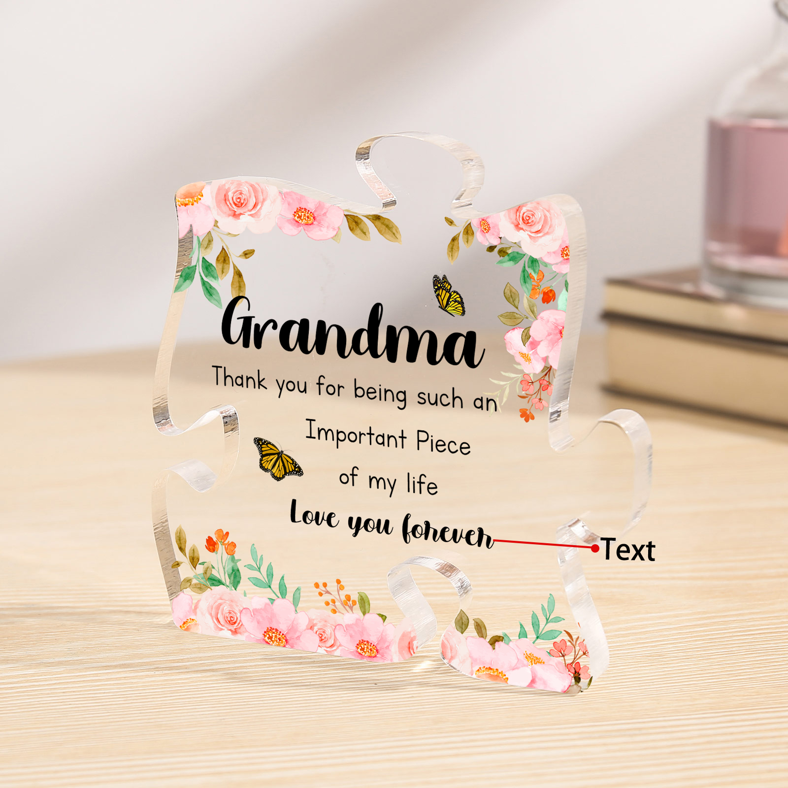 Personalised Acrylic Puzzle Plaque Custom Text Ornament Gifts for Grandma - Thank You For Being Such An Important Piece Of My Life-Jessemade AU