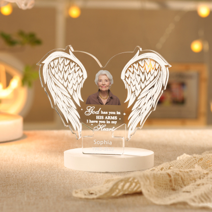 Personalised Acrylic Angel Wings Memorial with Custom Name and Photo A Heartfelt Tribute-Jessemade AU