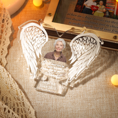 Personalised Acrylic Angel Wings Memorial with Custom Name and Photo A Heartfelt Tribute-Jessemade AU