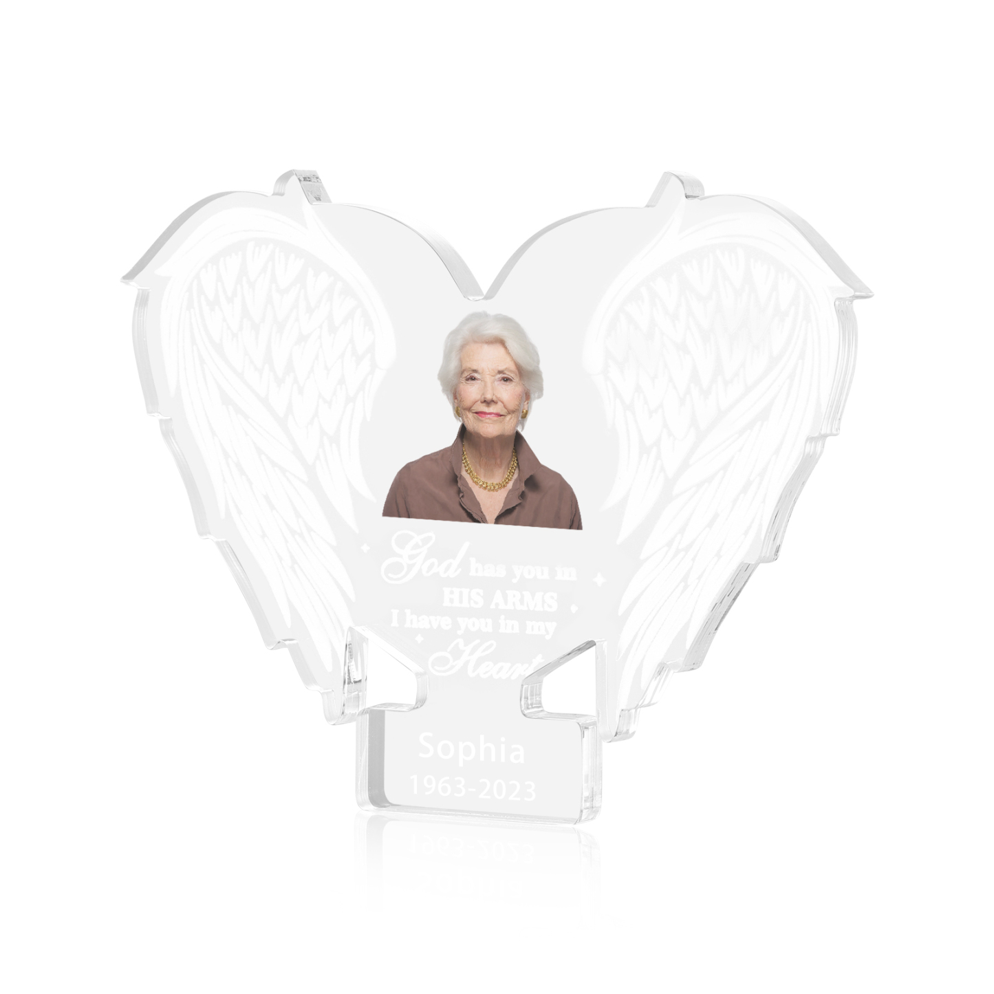 Personalised Acrylic Angel Wings Memorial with Custom Name and Photo A Heartfelt Tribute-Jessemade AU