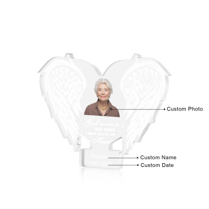 Personalised Acrylic Angel Wings Memorial with Custom Name and Photo A Heartfelt Tribute-Jessemade AU