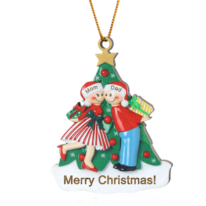 Personalised Wood Christmas Tree Family Ornament Custom with 2 Names Gift For Couple-Jessemade AU
