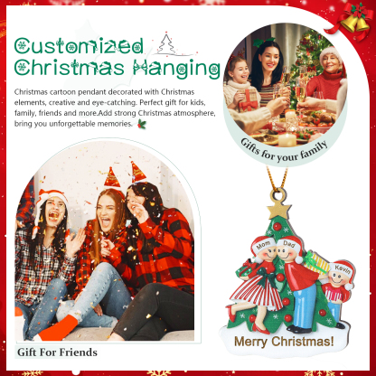 Personalised Wood Christmas Tree Family Ornament Custom with 3 Names Gift For Families-Jessemade AU