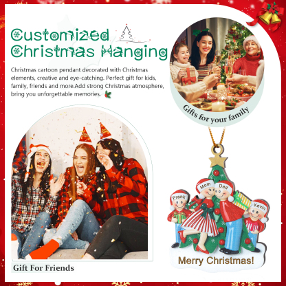 Personalised Wood Christmas Tree Family Ornament Custom with 4 Names Gift For Families-Jessemade AU