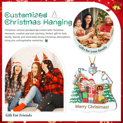 Personalised Wooden Family Christmas Ornament with Custom 3-5 Names Cookie House Ornament-Jessemade AU