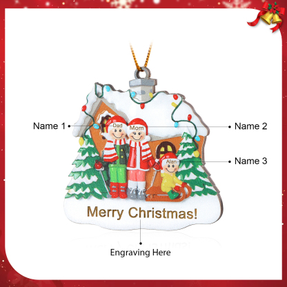 Personalised Wooden Family Christmas Ornament with Custom 3-5 Names Cookie House Ornament-Jessemade AU