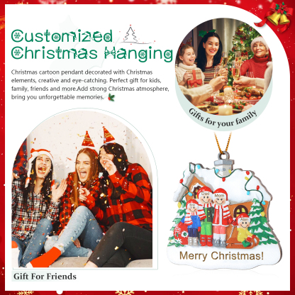 Personalised Wooden Family Christmas Ornament with Custom 3-5 Names Cookie House Ornament-Jessemade AU