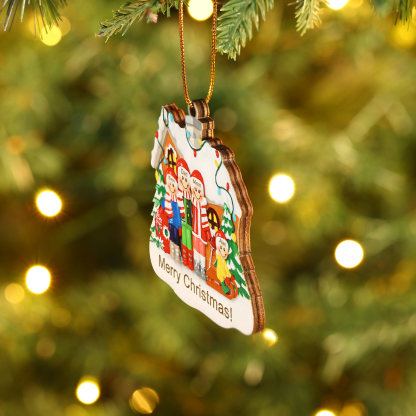 Personalised Wooden Family Christmas Ornament with Custom 3-5 Names Cookie House Ornament-Jessemade AU