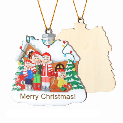 Personalised Wooden Family Christmas Ornament with Custom 3-5 Names Cookie House Ornament-Jessemade AU