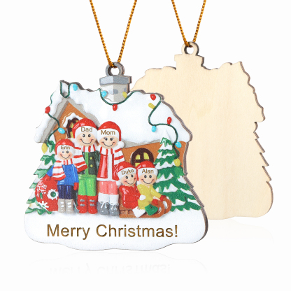 Personalised Wooden Family Christmas Ornament with Custom 3-5 Names Cookie House Ornament-Jessemade AU