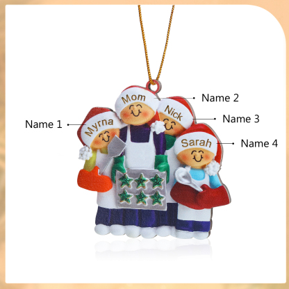 Personalised Wooden Christmas Ornament with Apron Mom & Cookie Customised 2-5 Names-Jessemade AU