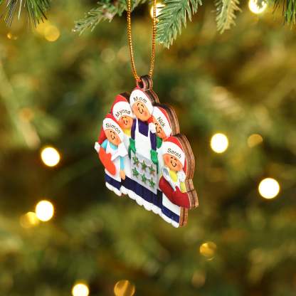 Personalised Wooden Christmas Ornament with Apron Mom & Cookie Customised 2-5 Names-Jessemade AU