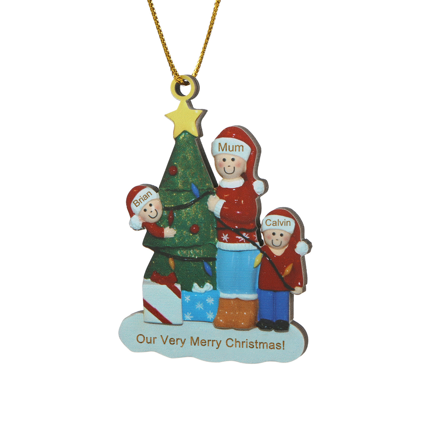 Single Mom Personalized Christmas Tree Ornament with 3 Names Message Cherish Family Memories-Jessemade AU
