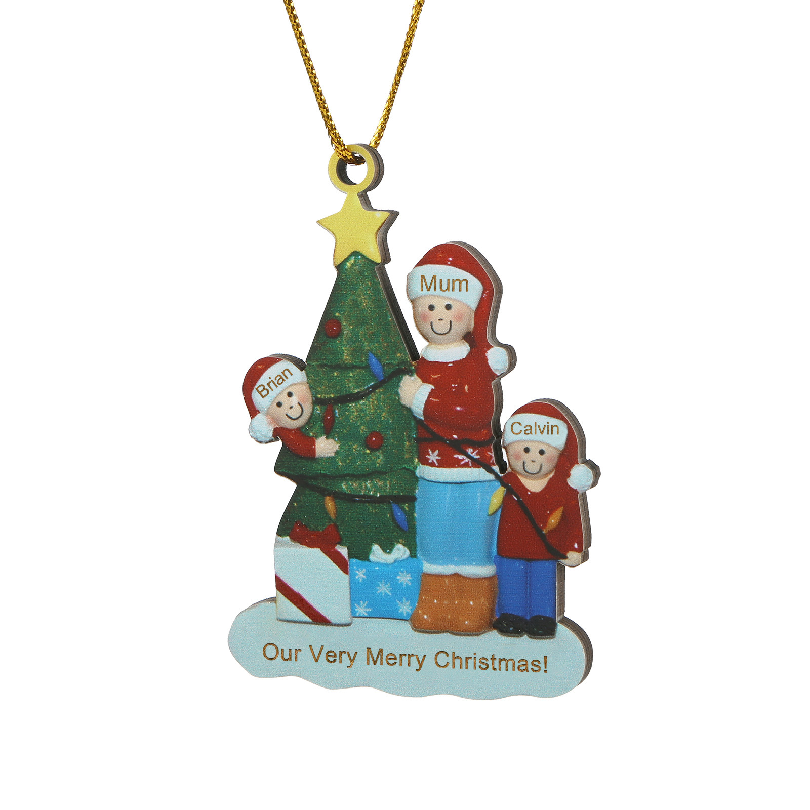 Single Mom Personalized Christmas Tree Ornament with 3 Names Message Cherish Family Memories-Jessemade AU