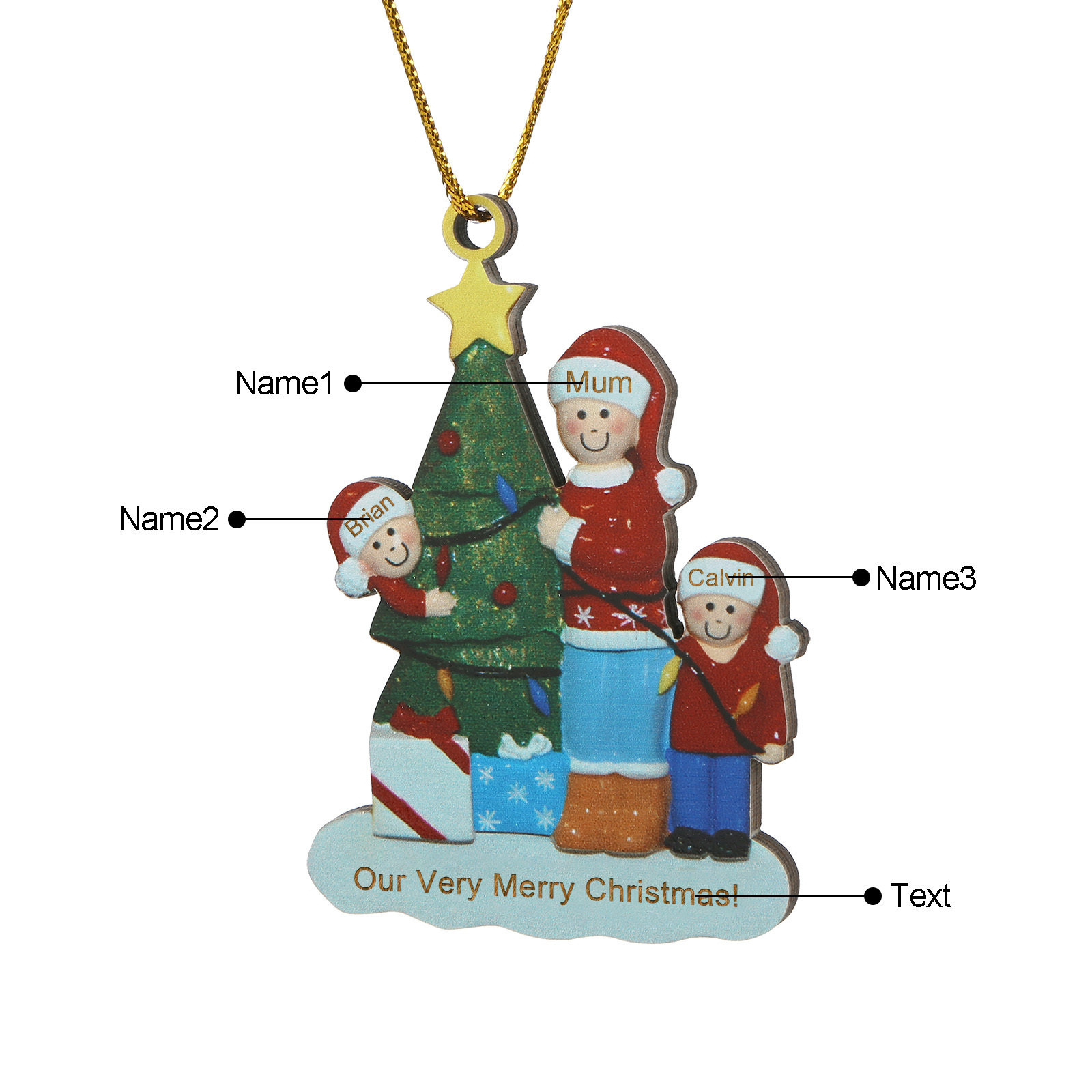Single Mom Personalized Christmas Tree Ornament with 3 Names Message Cherish Family Memories-Jessemade AU