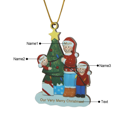 Single Mom Personalized Christmas Tree Ornament with 3 Names Message Cherish Family Memories-Jessemade AU