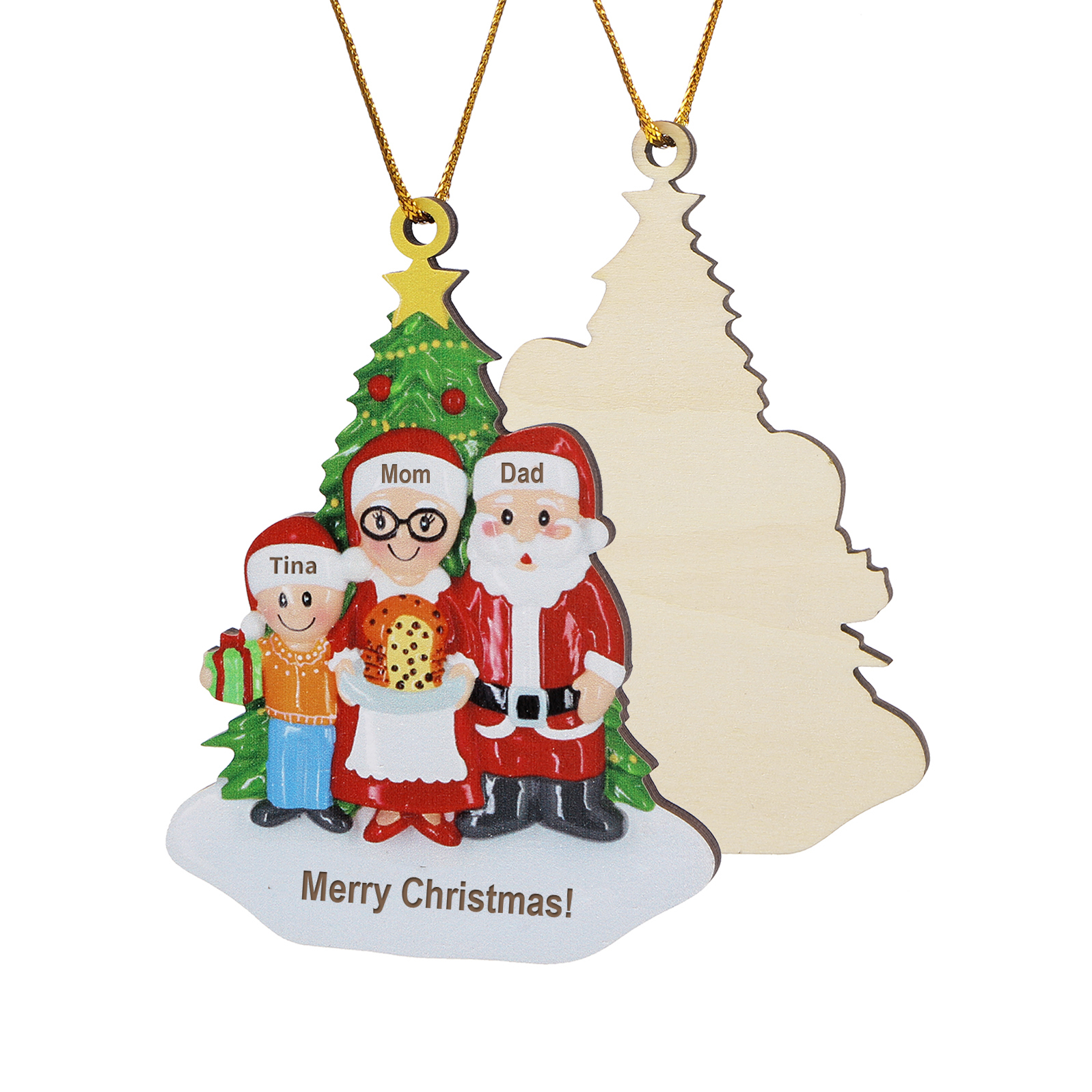 Grandparents Grandchildren Personalised Christmas Ornament with Custom 3 Names Family Wooden Ornament-Jessemade AU