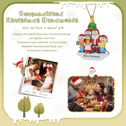 Grandparents Grandchildren Personalised Christmas Ornament with Custom 4 Names Family Wooden Ornament-Jessemade AU