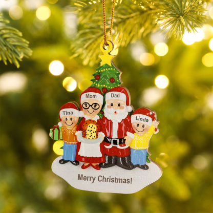 Grandparents Grandchildren Personalised Christmas Ornament with Custom 4 Names Family Wooden Ornament-Jessemade AU