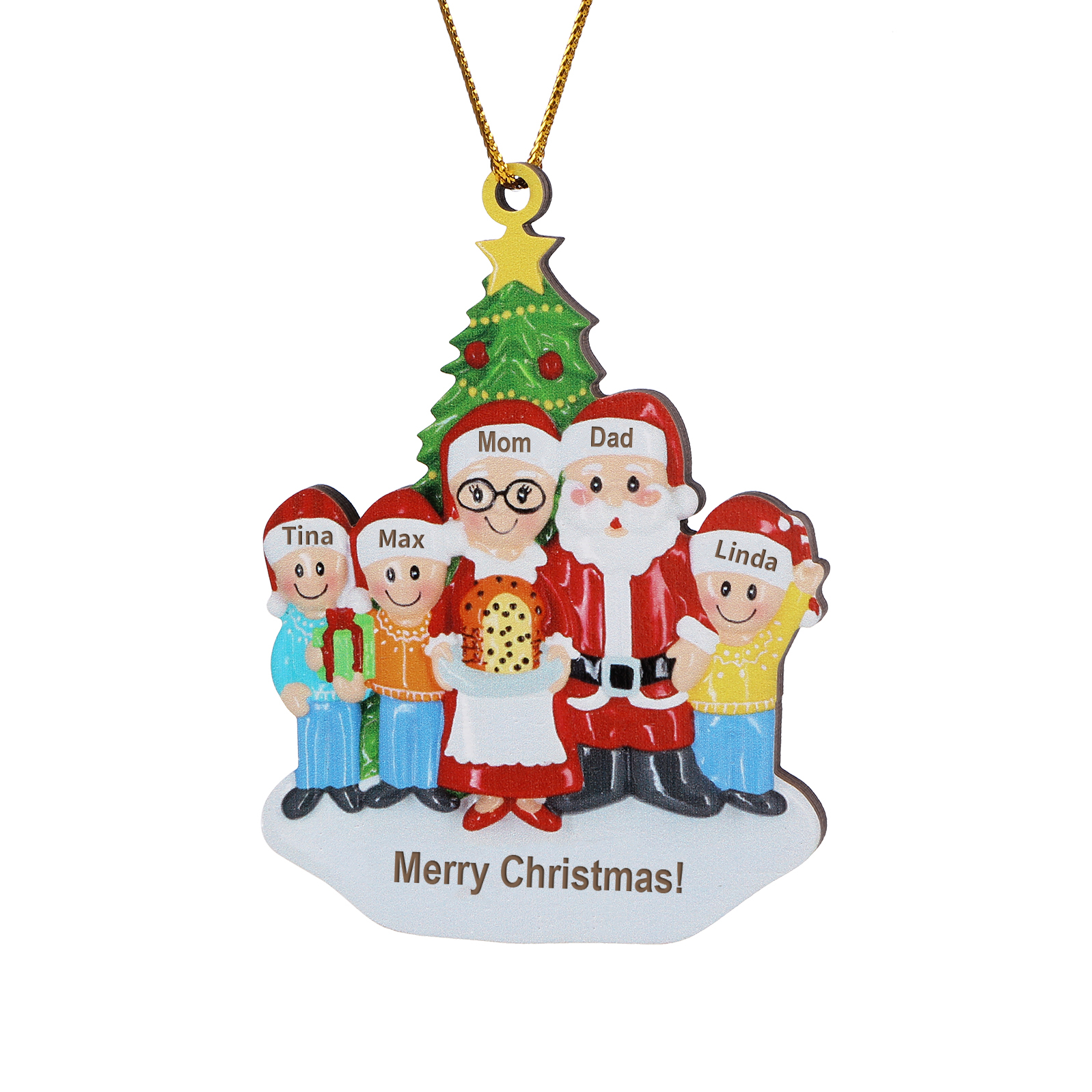 Grandparents Grandchildren Personalised Christmas Ornament with Custom 5 Names Family Wooden Ornament-Jessemade AU