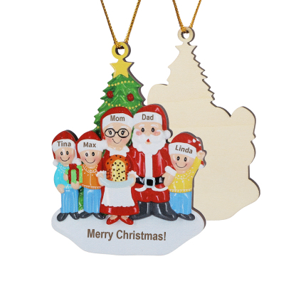 Grandparents Grandchildren Personalised Christmas Ornament with Custom 5 Names Family Wooden Ornament-Jessemade AU