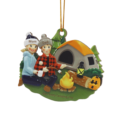Personalised Wooden Camping Family Christmas Ornament with 2 Names-Jessemade AU