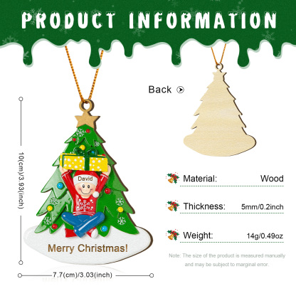 Personalised Wood Ornament Christmas Tree with Presents Ornament Custom 1 Family Name Gift-Jessemade AU