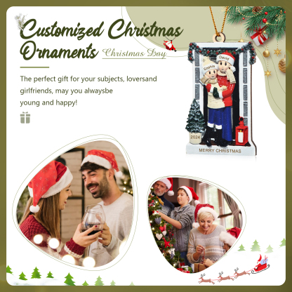 Personalized Family Ornament with Pet Dog Custom with 2 Names Christmas Gift 2024-Jessemade AU