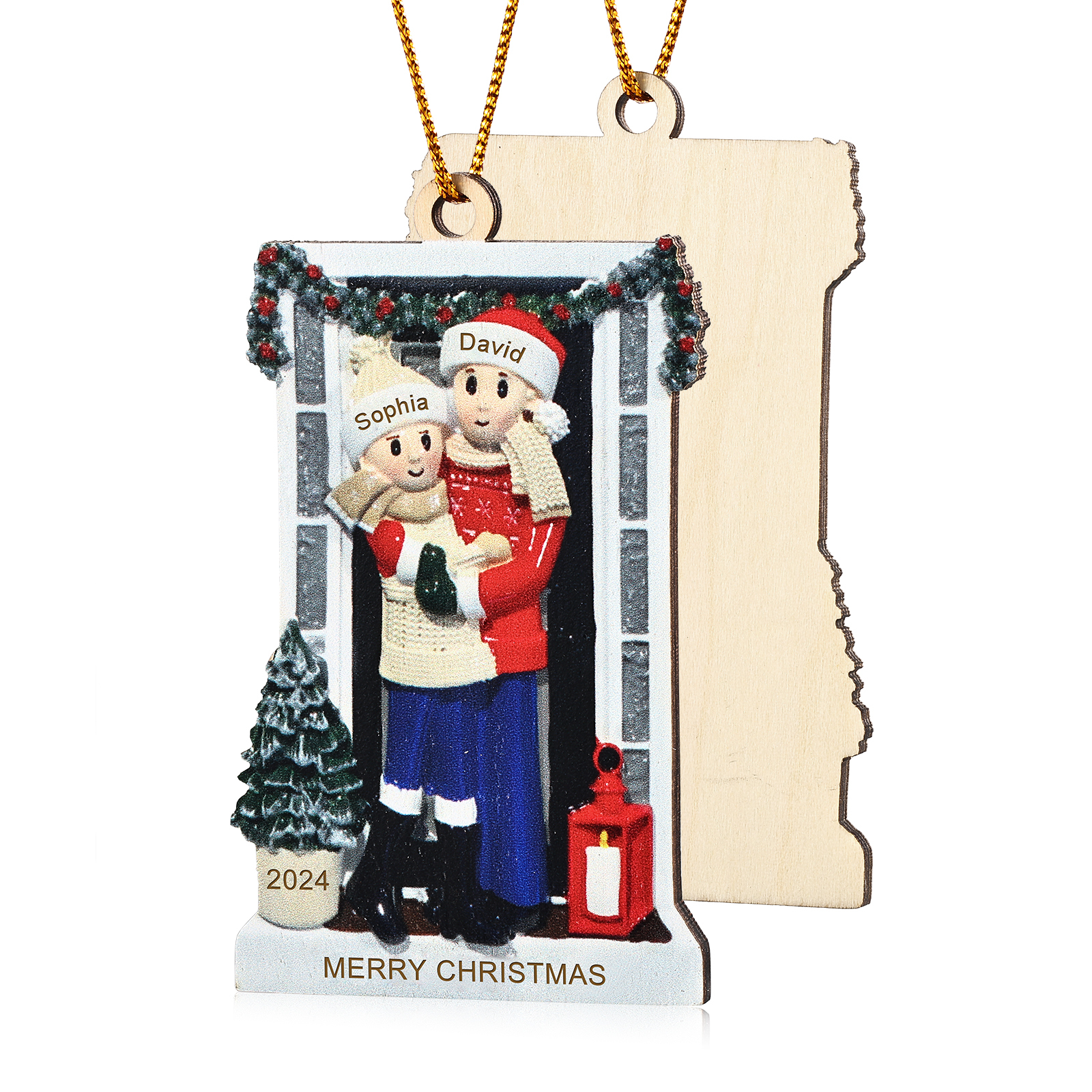 Personalized Family Ornament with Pet Dog Custom with 2 Names Christmas Gift 2024-Jessemade AU