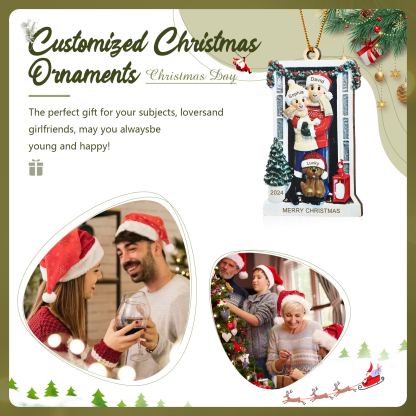 Personalized Family Ornament with Pet Dog Custom with 3 Names Christmas Gift 2024-Jessemade AU