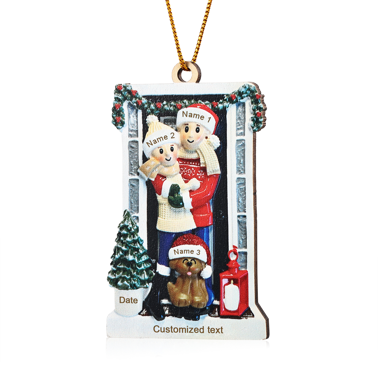 Personalized Family Ornament with Pet Dog Custom with 3 Names Christmas Gift 2024-Jessemade AU