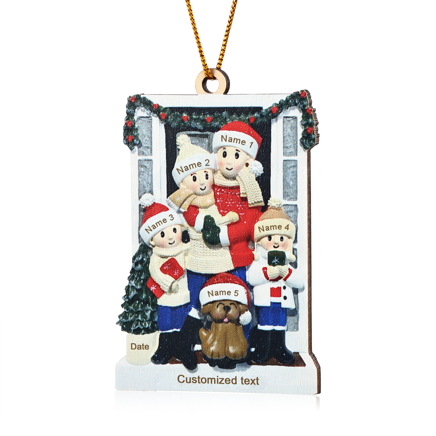 Personalized Family Ornament with Pet Dog Custom with 5 Names Christmas Gift 2024-Jessemade AU