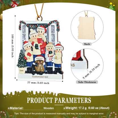 Personalized Family Ornament with Pet Dog Custom with 6 Names Christmas Gift 2024-Jessemade AU